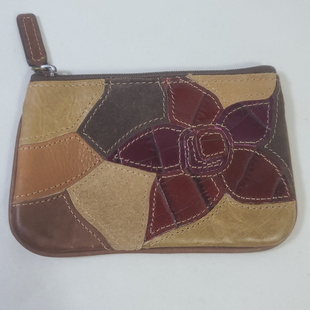 Vintage Fossil Patchwork Leather Coin Pouch